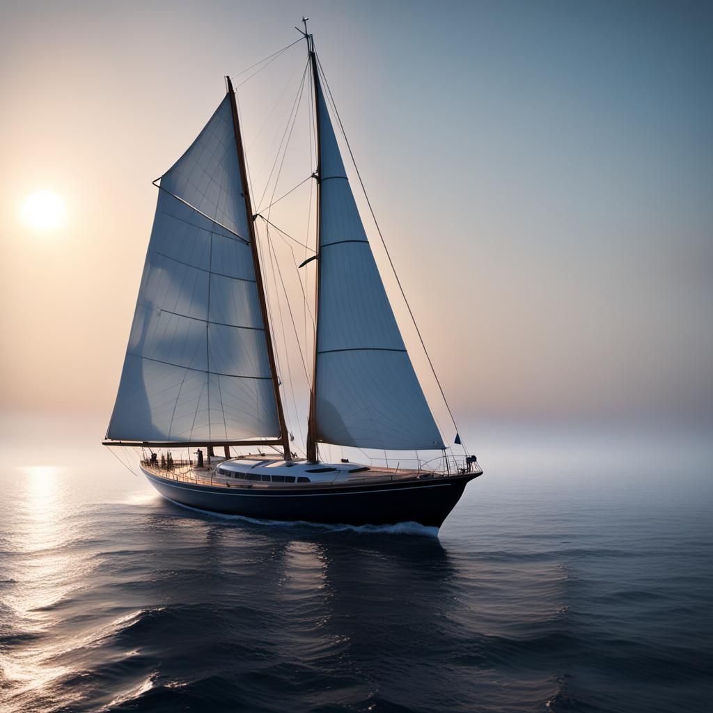 Majestic Sailboat at Dawn in Unreal Engine Style