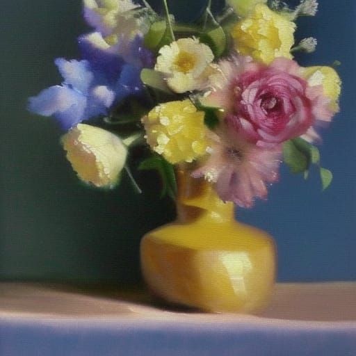 Flower Vase in Oil Painting Style