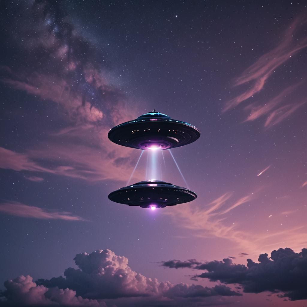 UFO Soars Through Starry Night Sky