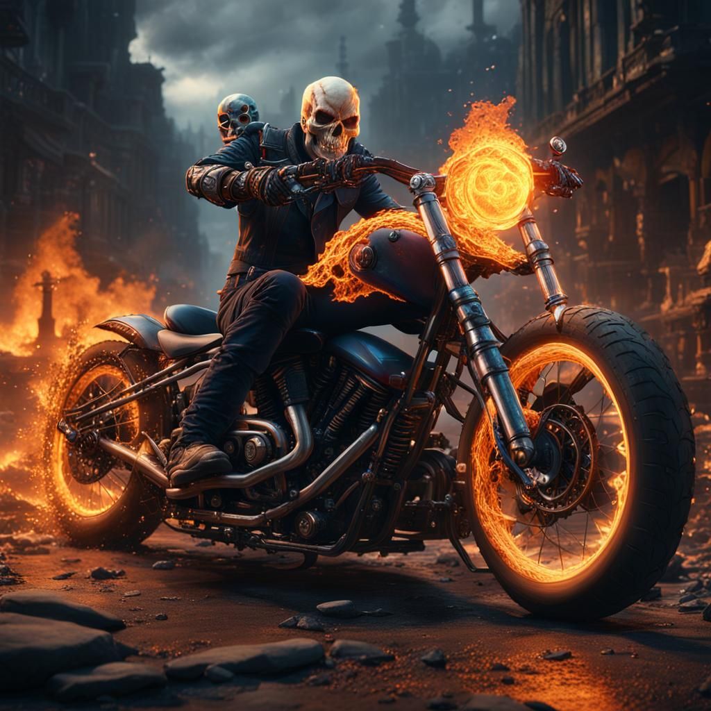 Ghost Rider Fantasy Concept Art in Deep Color