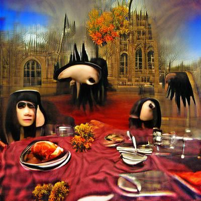 Surreal Gothic Thanksgiving Dinner Scene