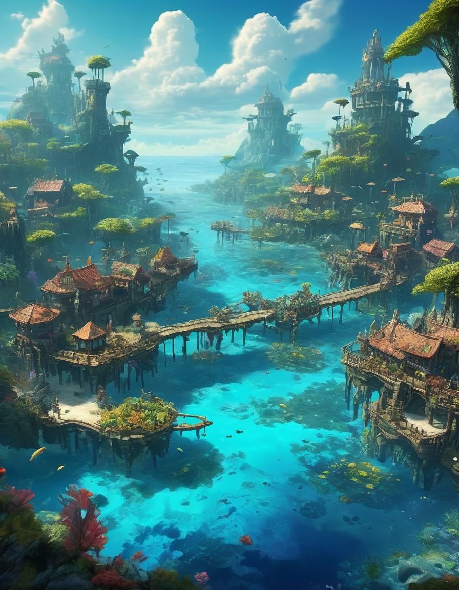 Fantasy Coral Reef Island Village