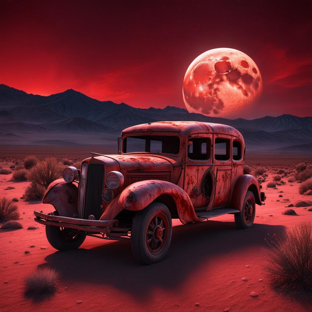 Ghost Car in Nevada Desert: Matte Painting