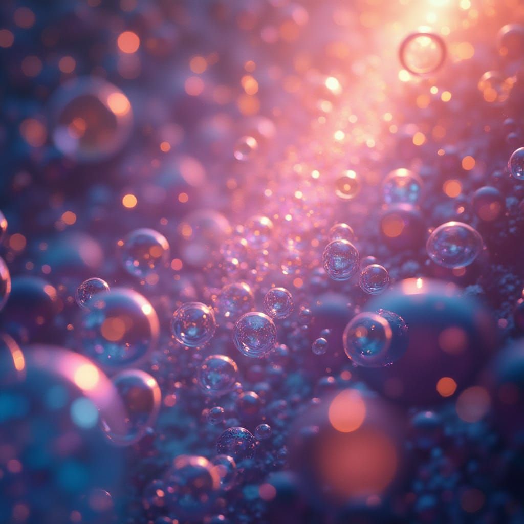 Shimmering Bubbles in Dreamy Digital Art Style