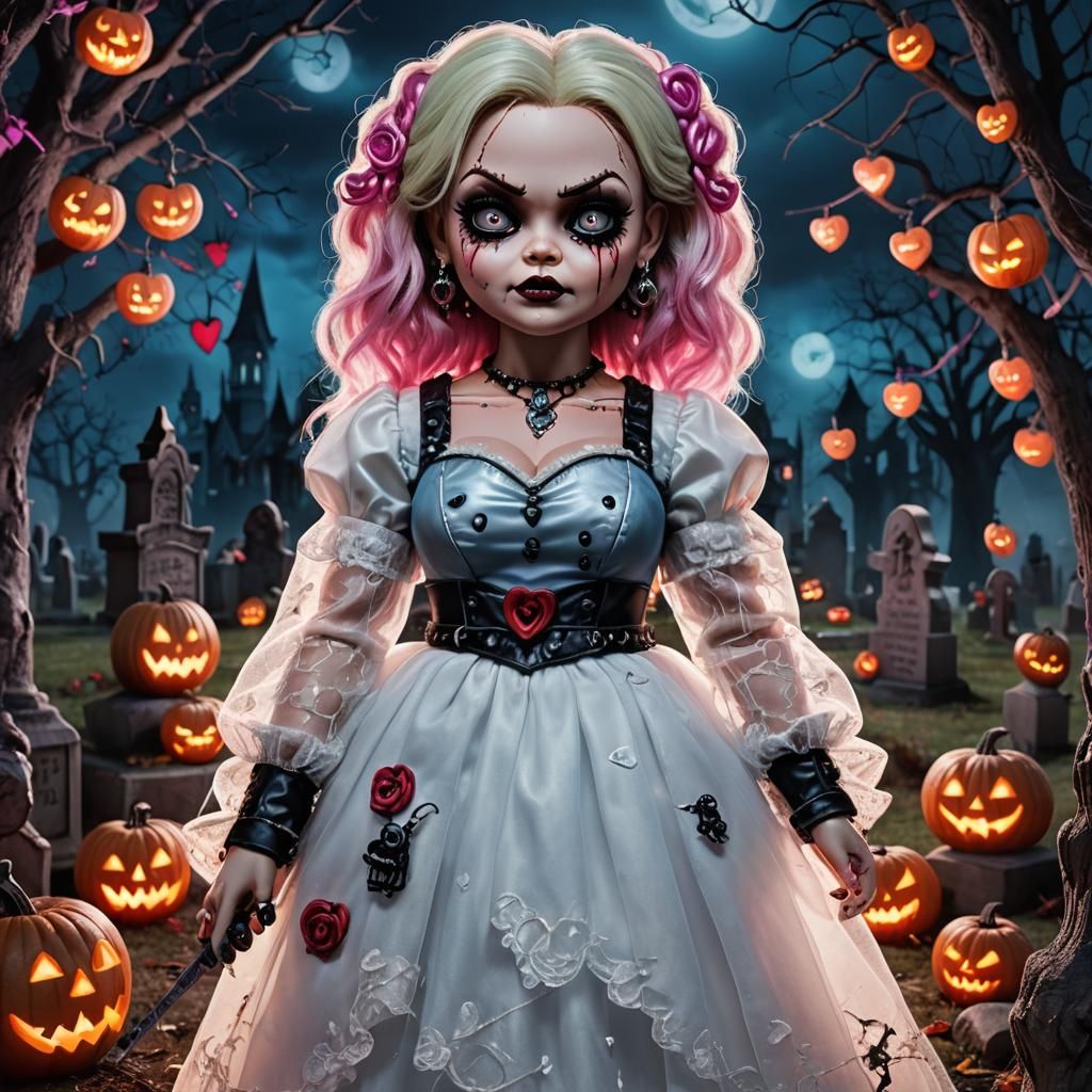 Tiffany, Bride of Chucky, in Halloween Graveyard