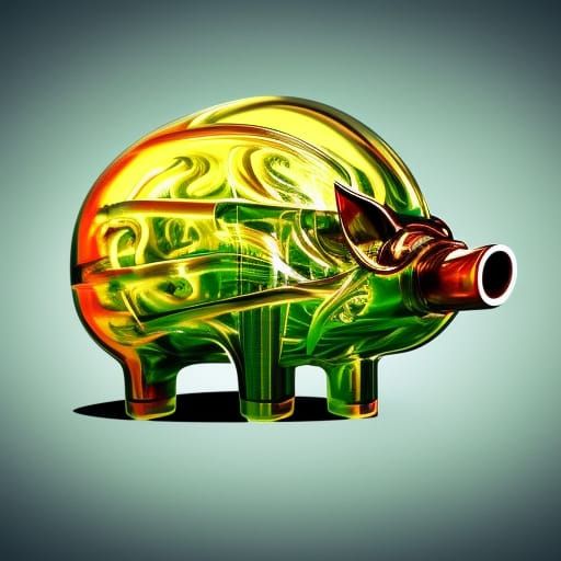 Hyperrealistic Cybernetic Pig in Splash Art Style