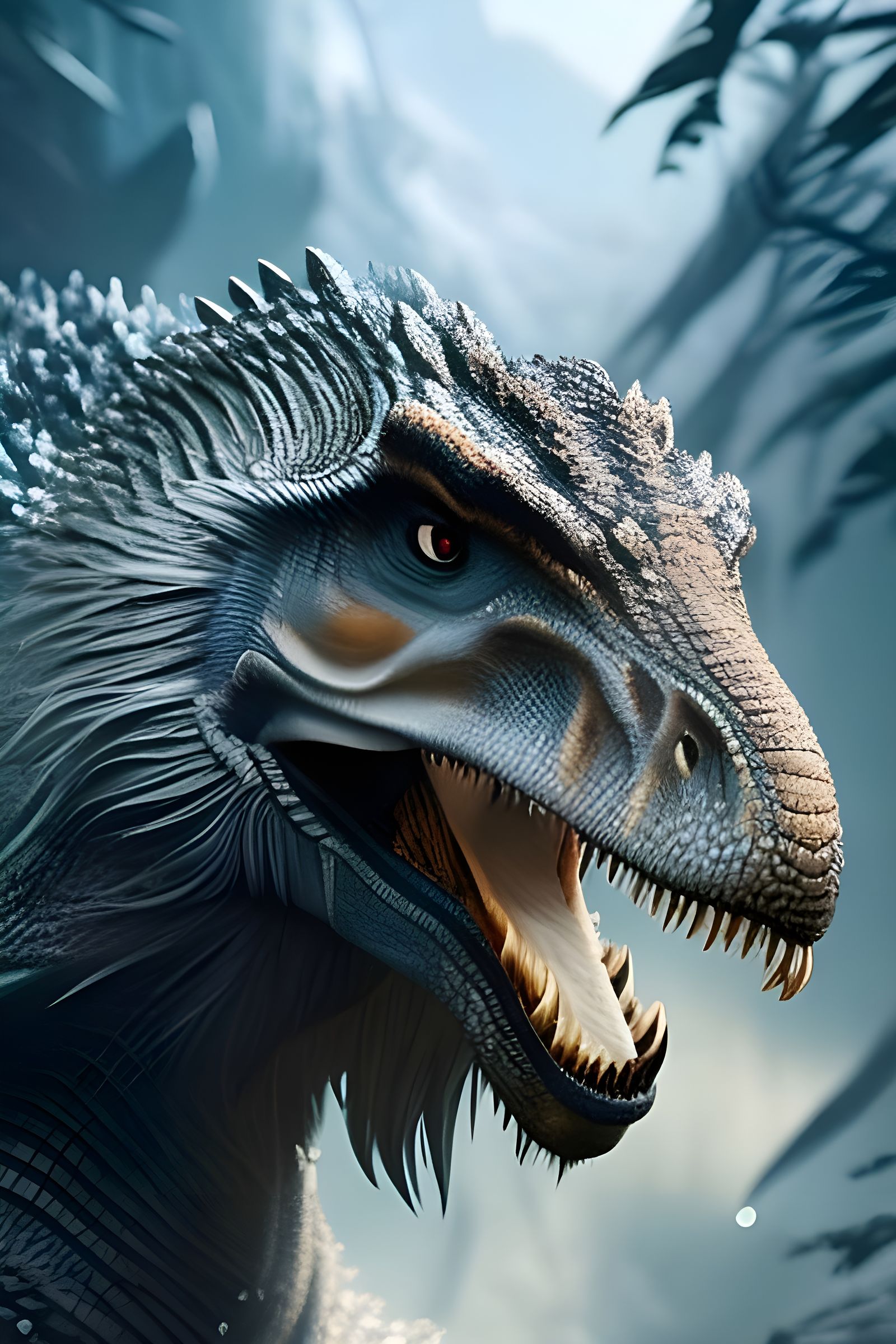 Icy Dinosaur Fantasy Portrait