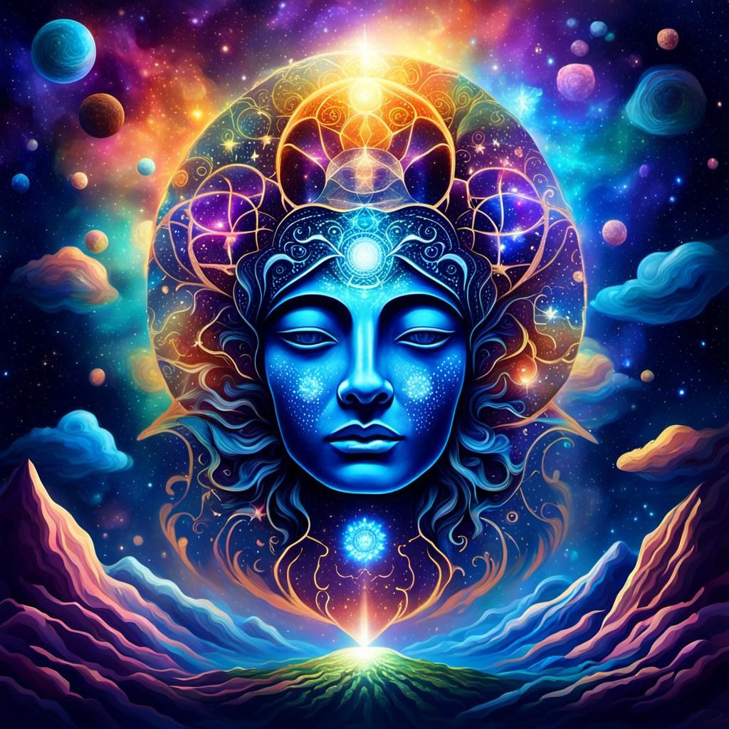 Limitless Sky: Holographic Astral Cosmic Illustration