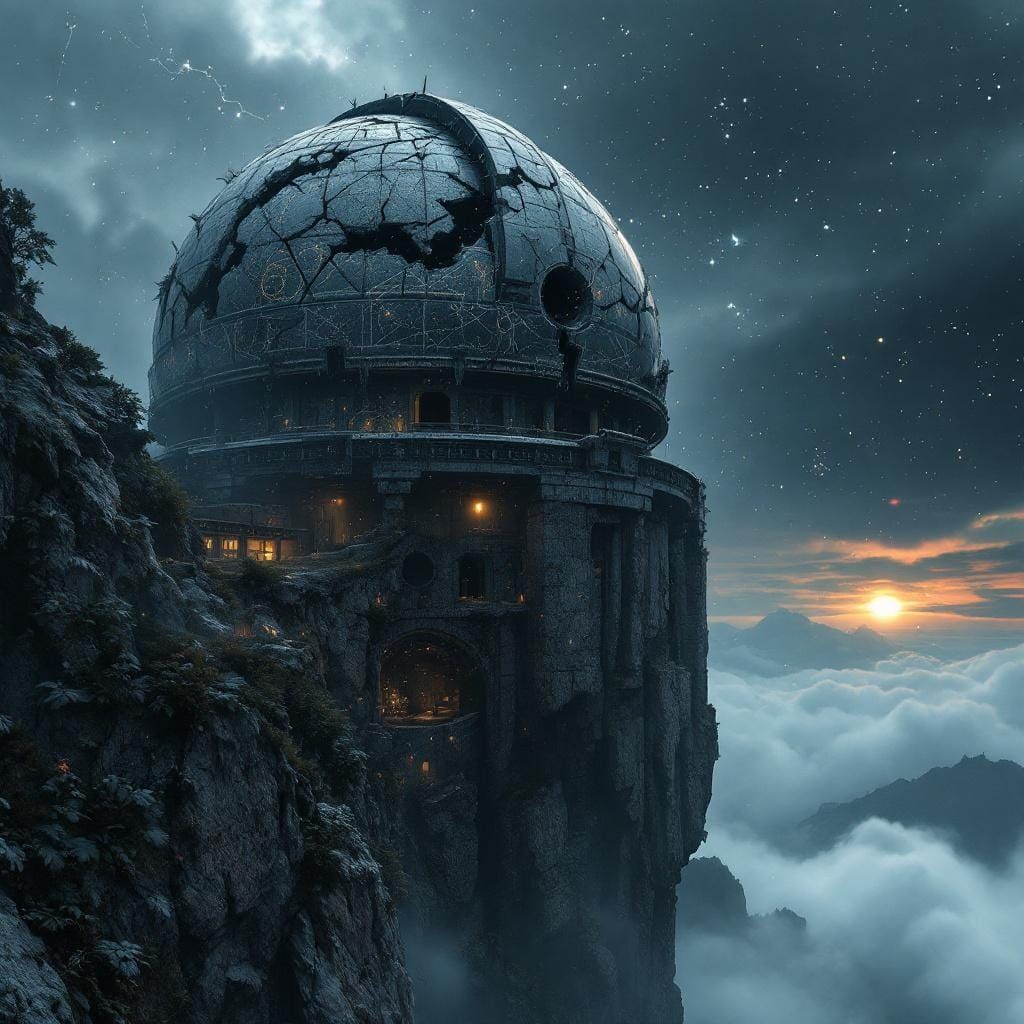 Abandoned Observatory in Haunting Impressionism Style