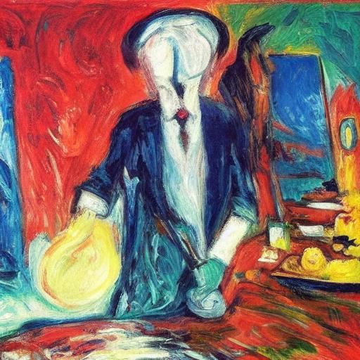 Sinister Rabbit Chef: Expressionist Fauvist Still Life