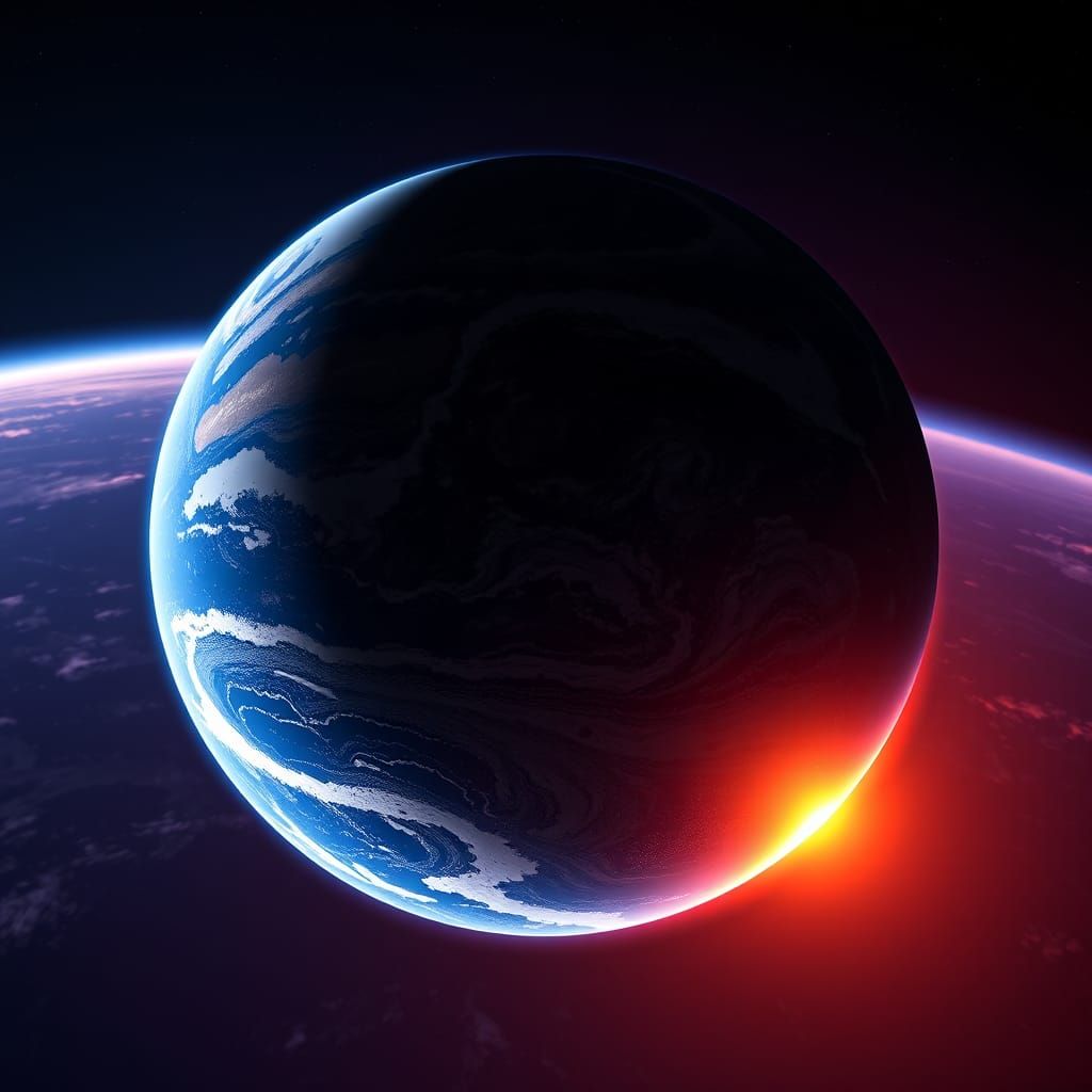 Earth from Space at Sunset: Photorealistic Digital Art