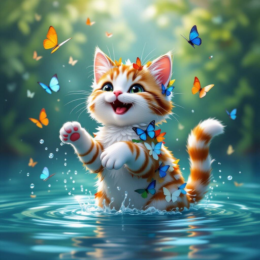 Butterfly Cat Portrait: Dramatic Composition