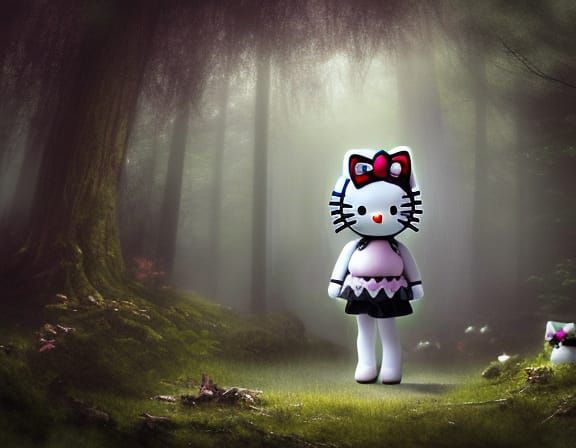 Gothic Hello Kitty's Surreal Forest Hallucination