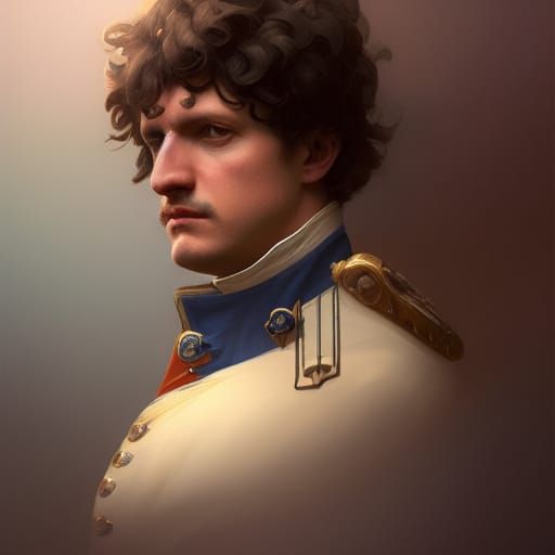 Detailed Portrait of Napoleon in Art Nouveau Style