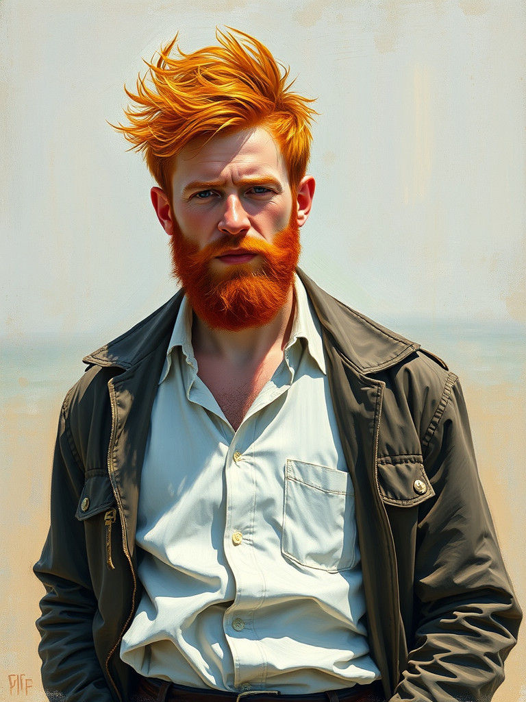 Ginger Haired Man in Impressionist Style
