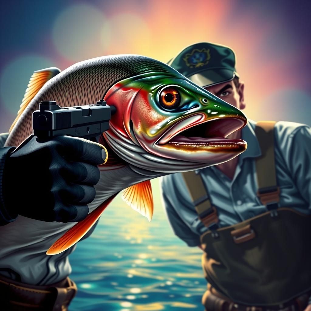 Hyperrealistic Trout Officer Confronts Fisherman