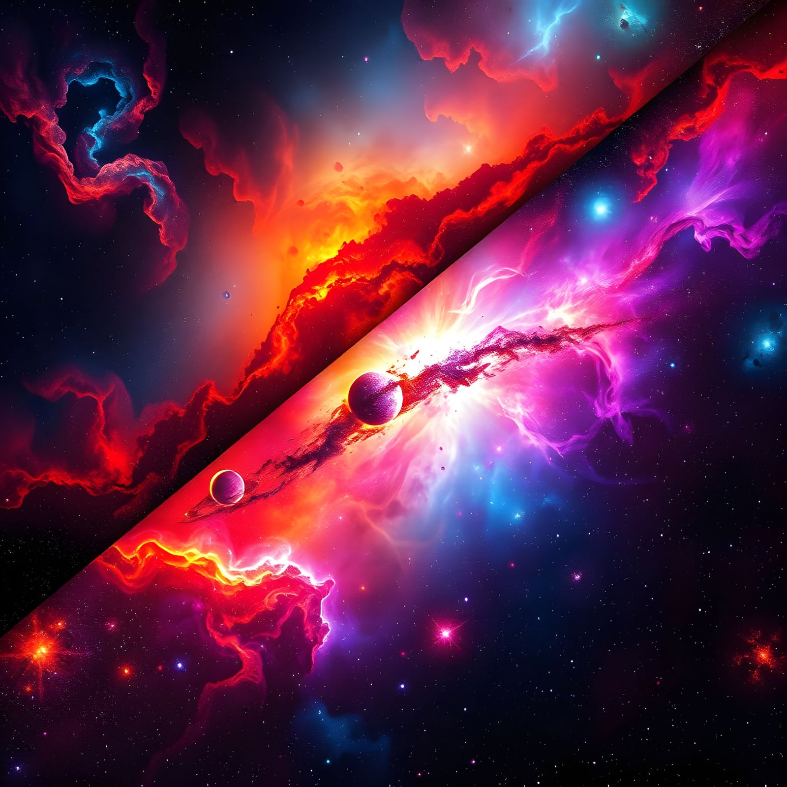 Galactic Collage in Cosmic Realism Style