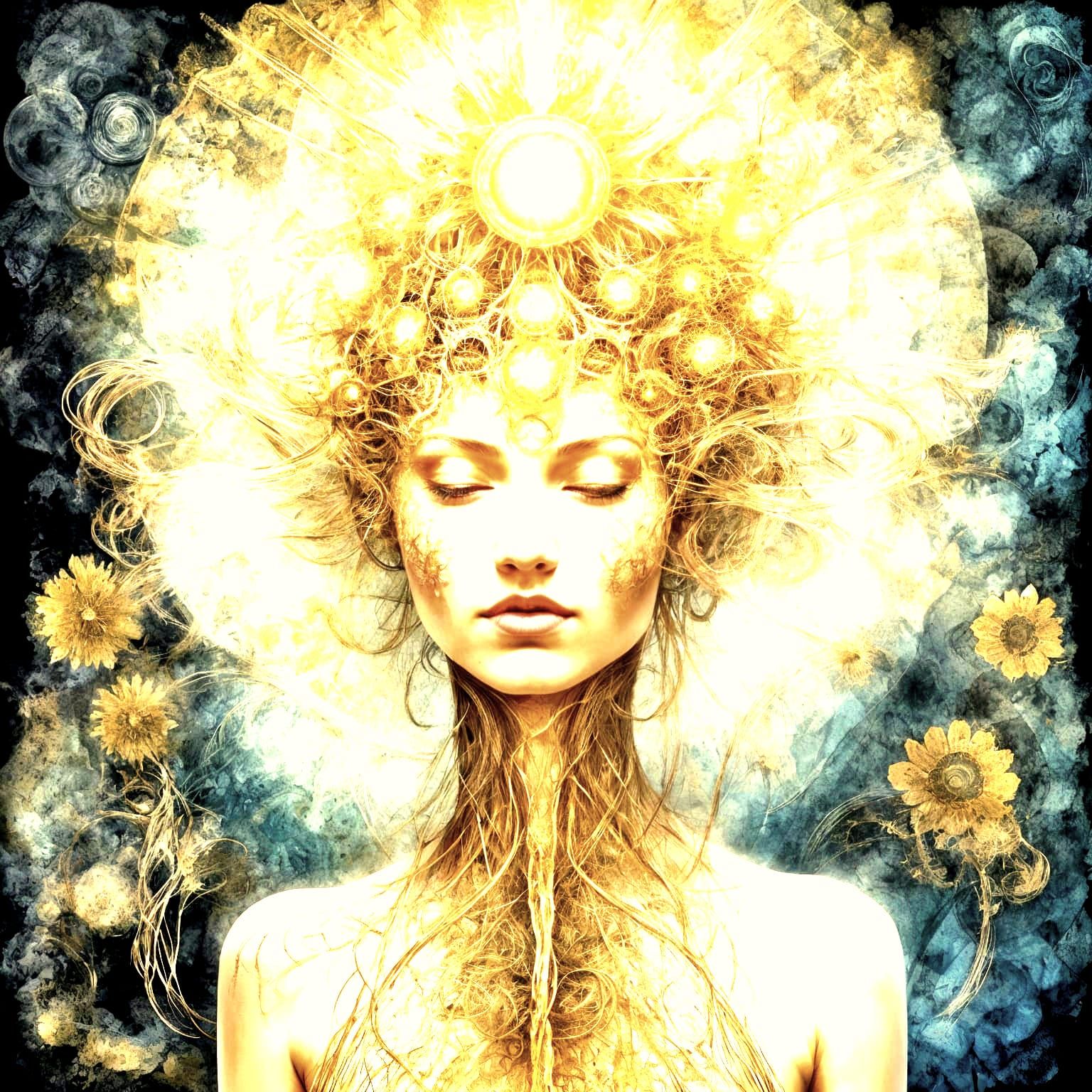 Abstract Surrealist Portrait with Fractal Elements