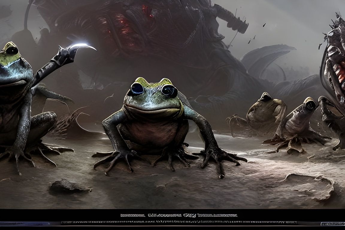 Galactic Battlefield of Evil Frogs: Epic Digital Art