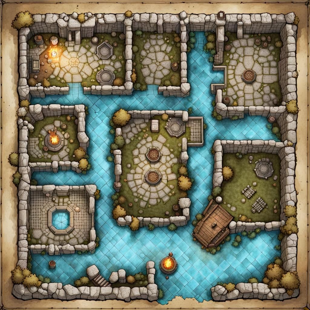 Detailed Fantasy RPG Map of Ancient Ruins