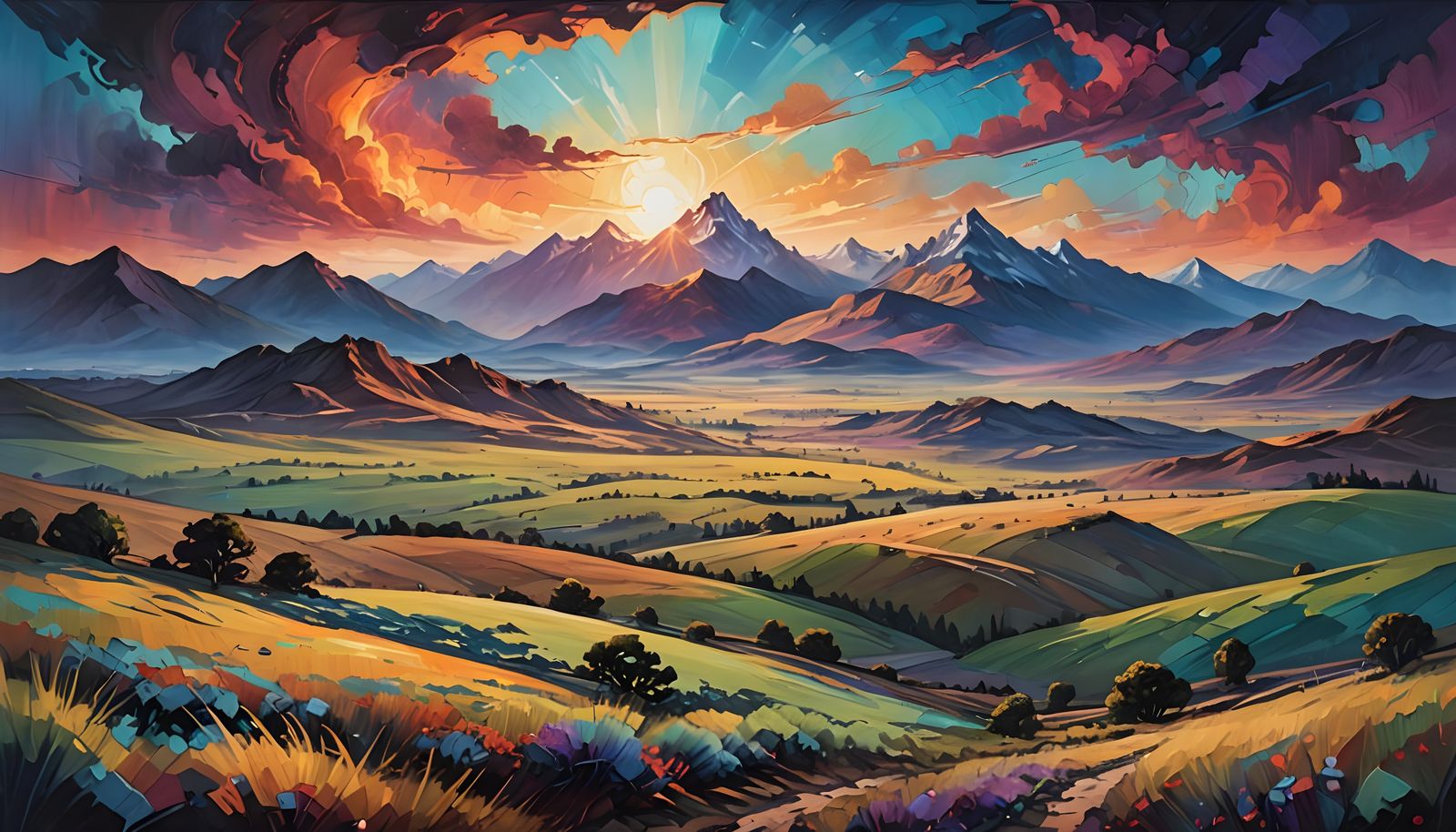 Majestic Hyperrealistic Landscape with Vibrant Colors and Mo...