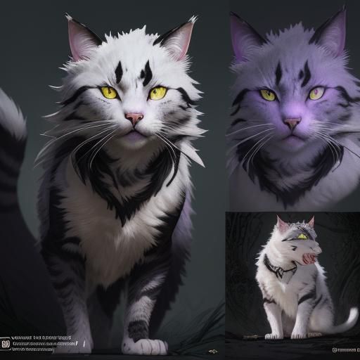 Feral Cat Reference Sheet in Dark Fantasy Style