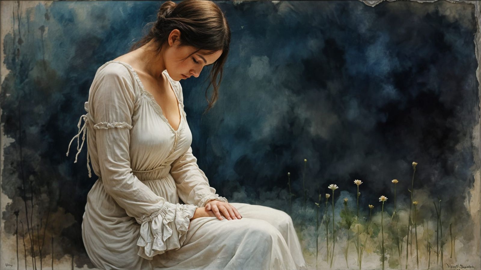 Surrealist Painting of Isolated Suffering in Oil on Canvas