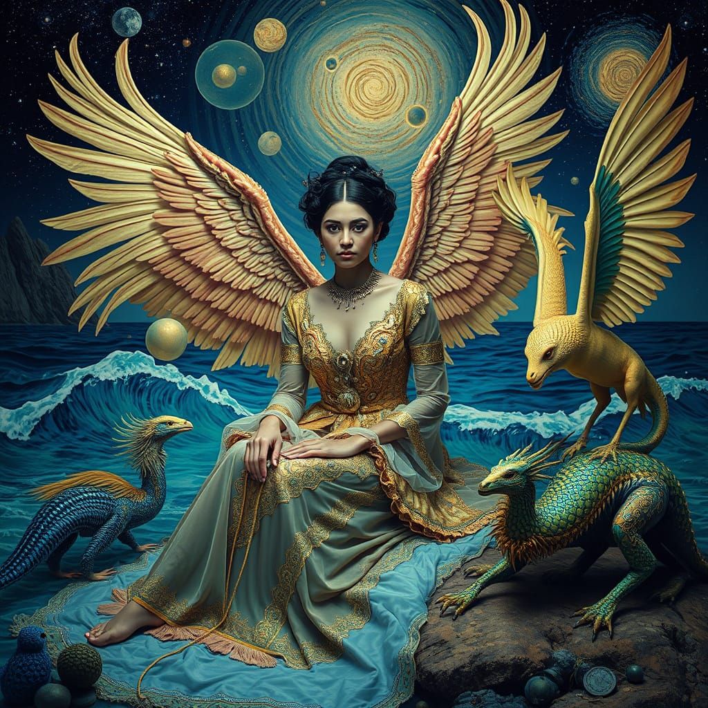 Golshifteh Farahani in Dreamlike Klimt-Inspired Landscape