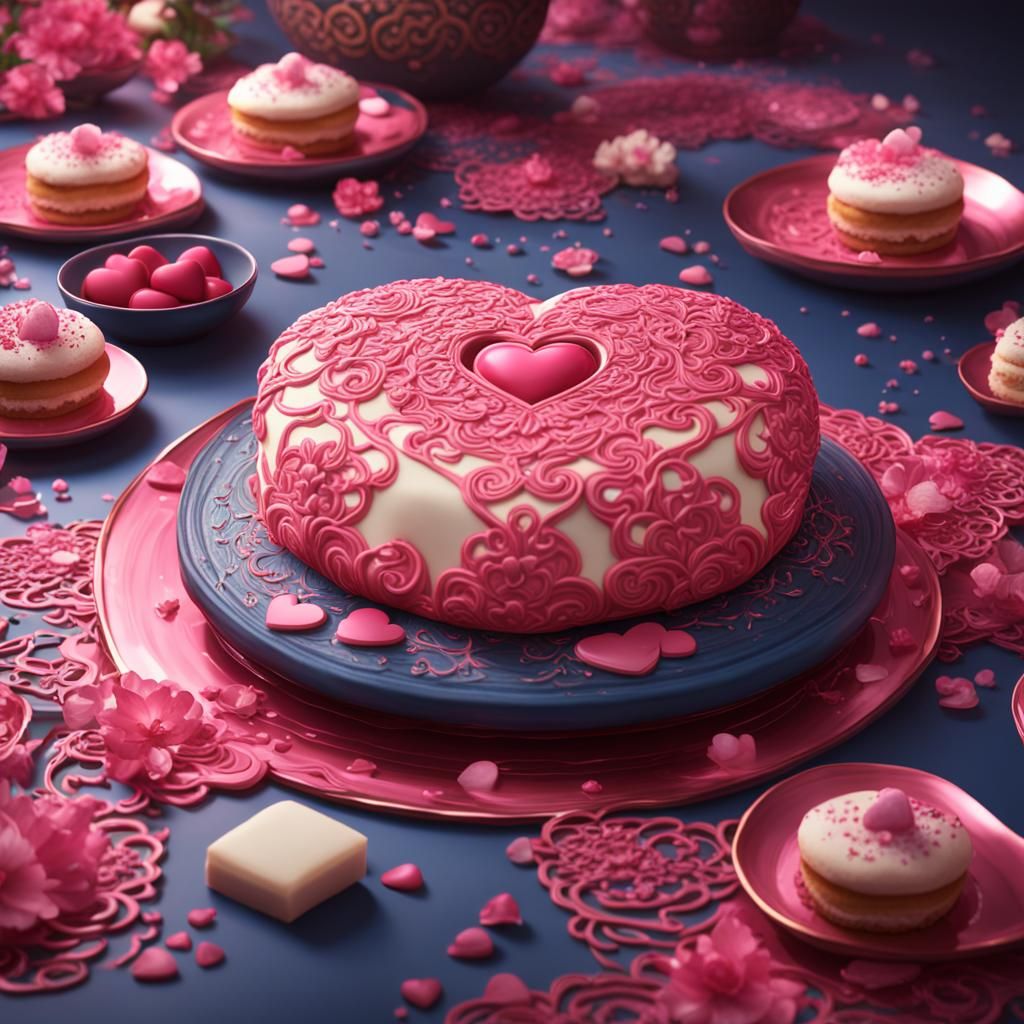 Oriental Pink Heart Cream Bun: Fantasy Concept Art