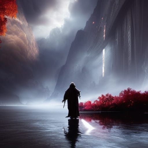 Epic Light Versus Dark Digital Matte Painting