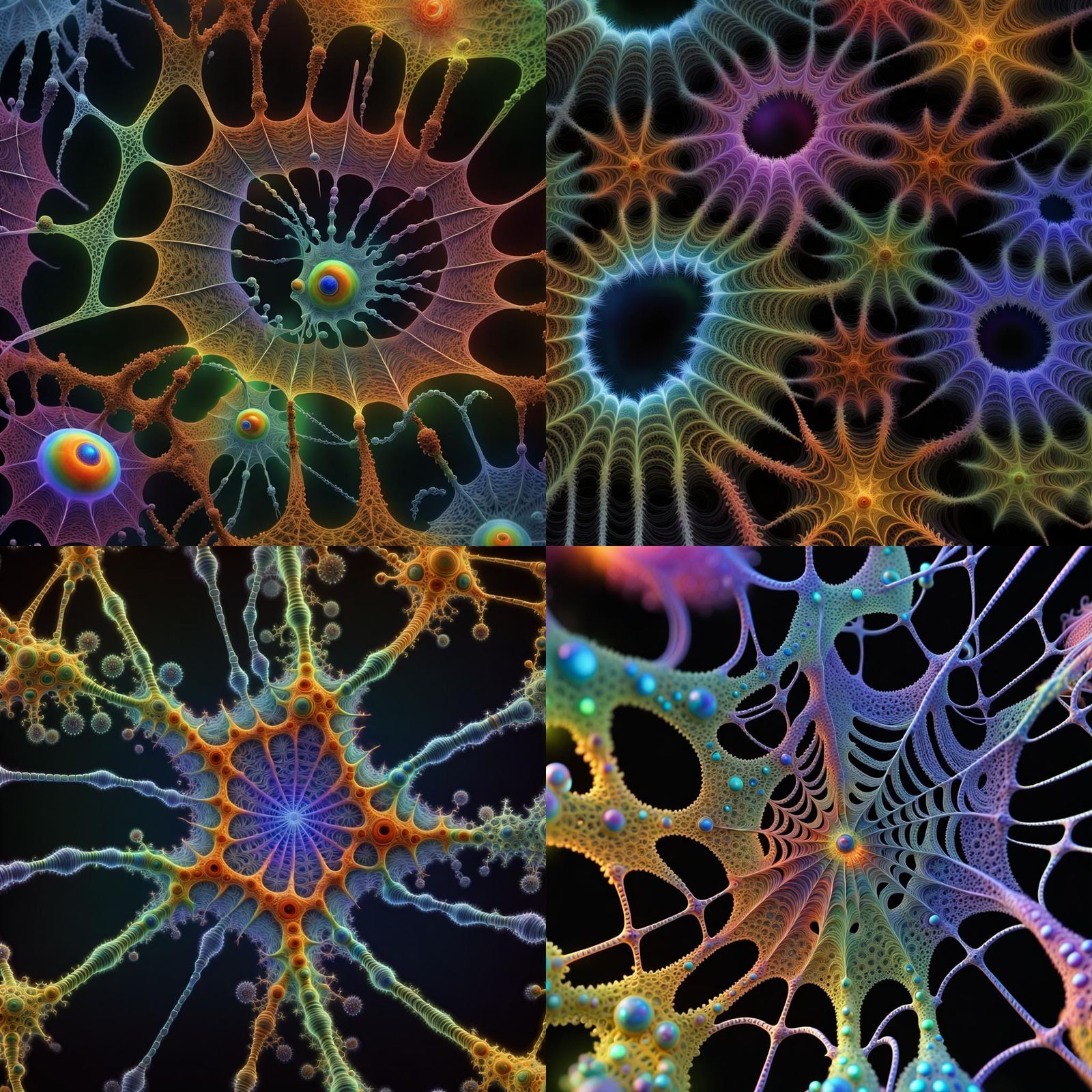 Glowing Microscopic Spider Web in 3D Render