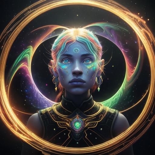 Mystical Face in Astral Setting: Hyperrealistic Concept Art