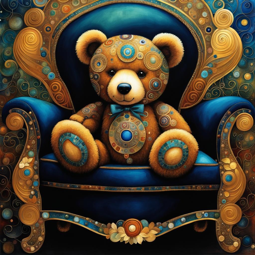 Teddy Bear on Chaise Lounge in Surreal Style