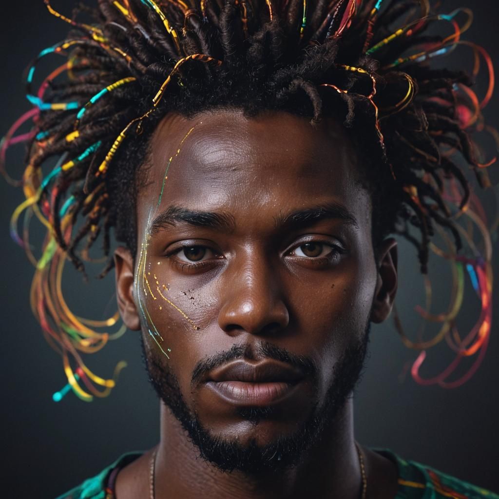 Futuristic Digital Art Portrait of African Man