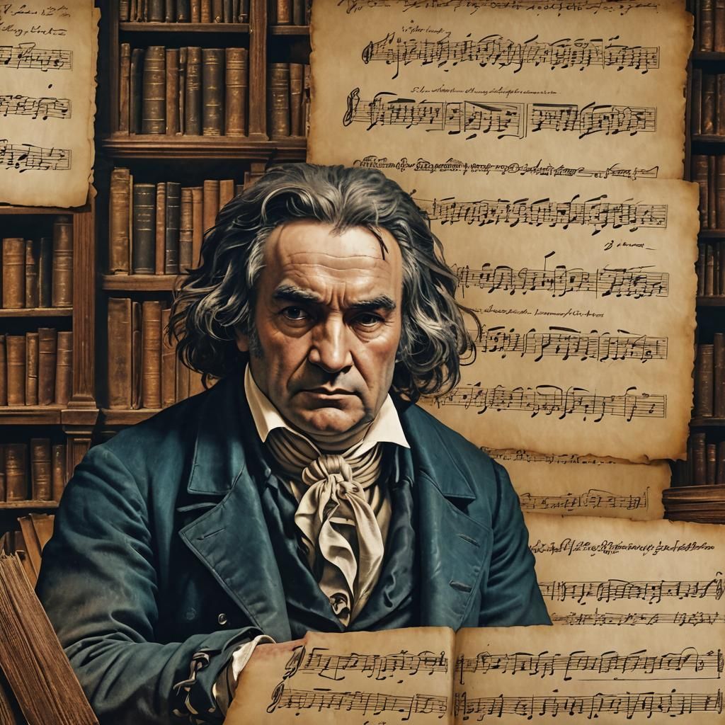 Beethoven's Music Score in Old Library