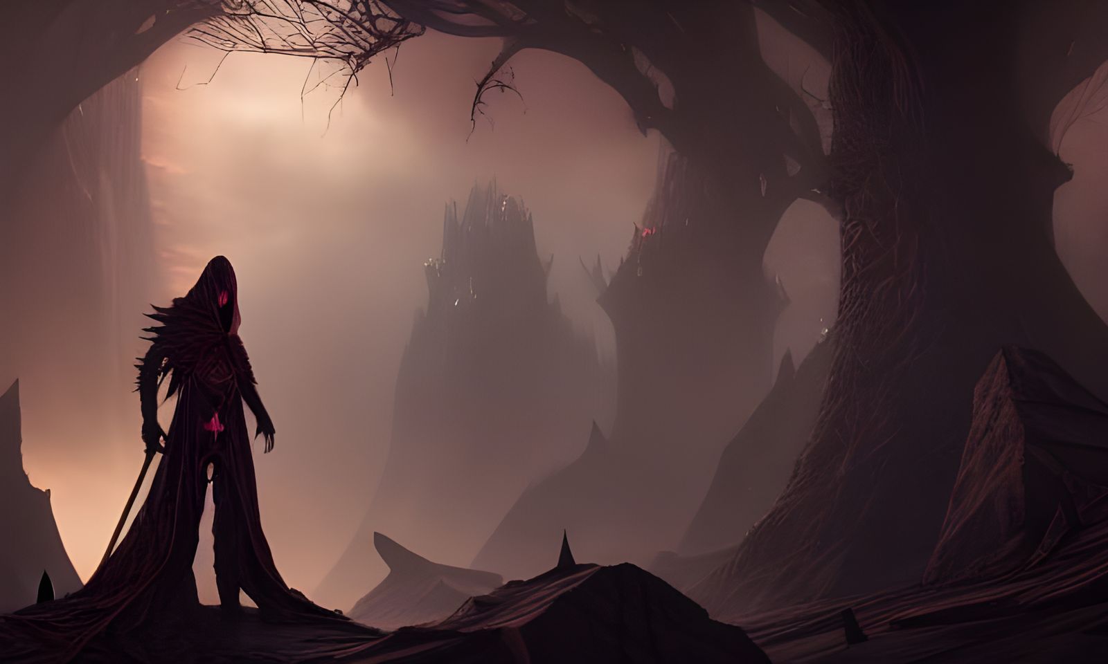 Darkling in Cloak: Detailed Matte Painting