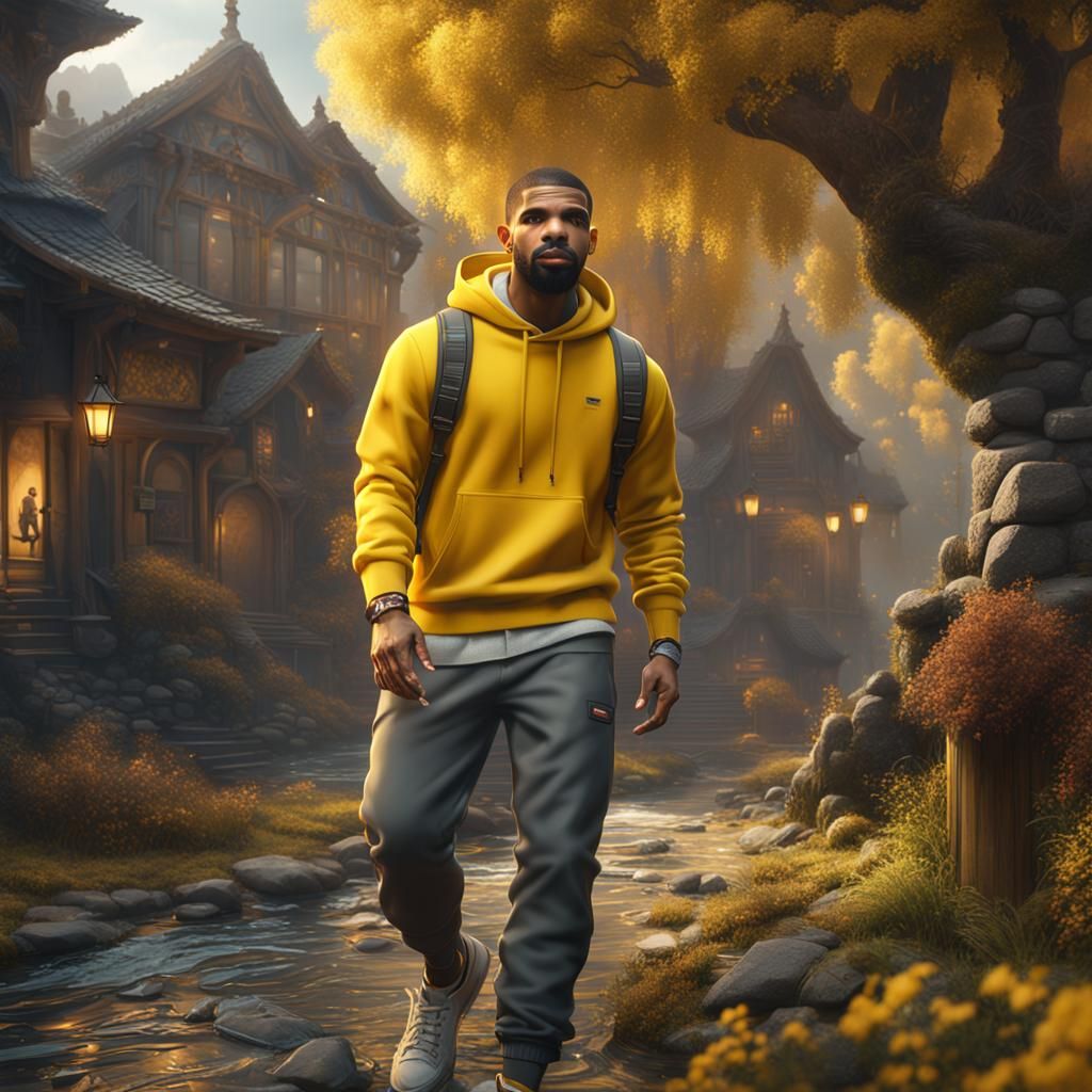 Drake in Yellow Jumper: Detailed Fantasy Art