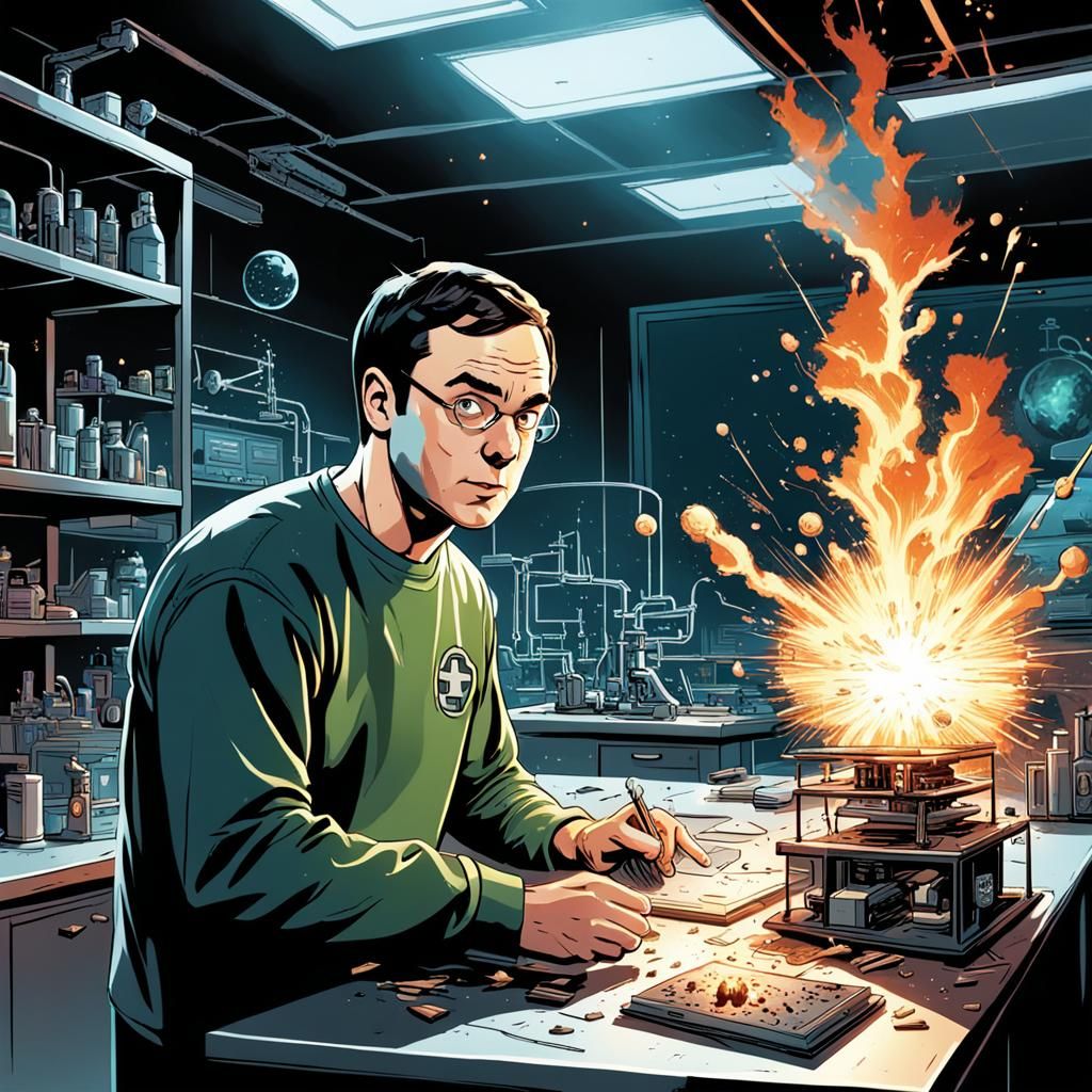 Sheldon's Explosive Lab: Comic Book Art