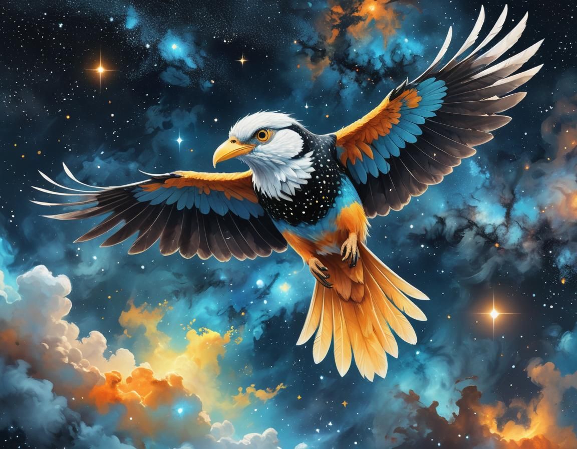 Celestial Bird Soaring Through Cosmic Milky Way