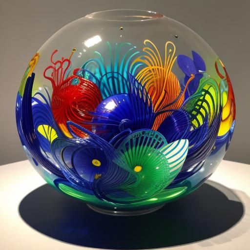 Detailed Close-Up of Chihuly Glass Sculpture