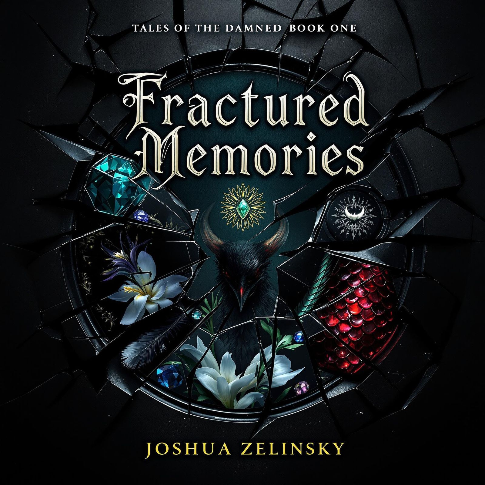 Haunting Book Cover with Shattered Mirror and Fractured Beau...