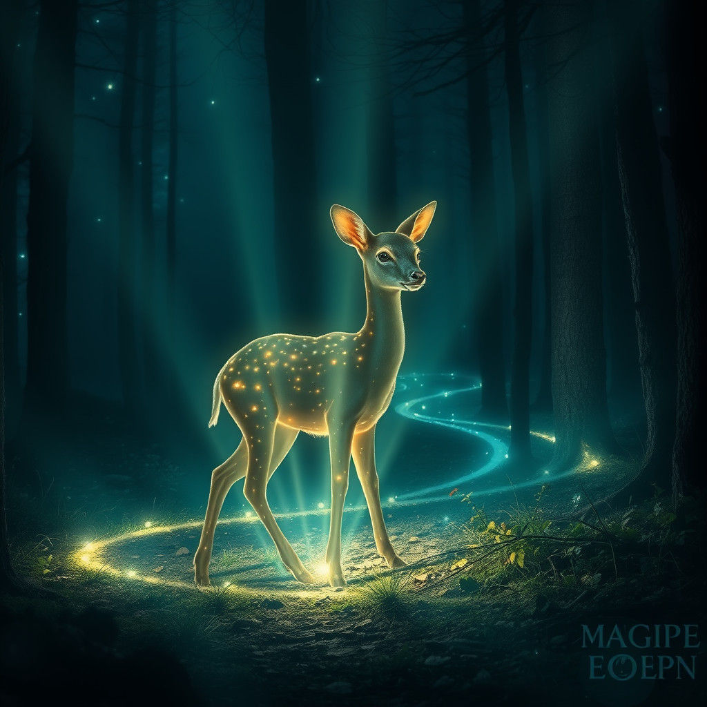 Luminous Fawn in Enchanted Forest