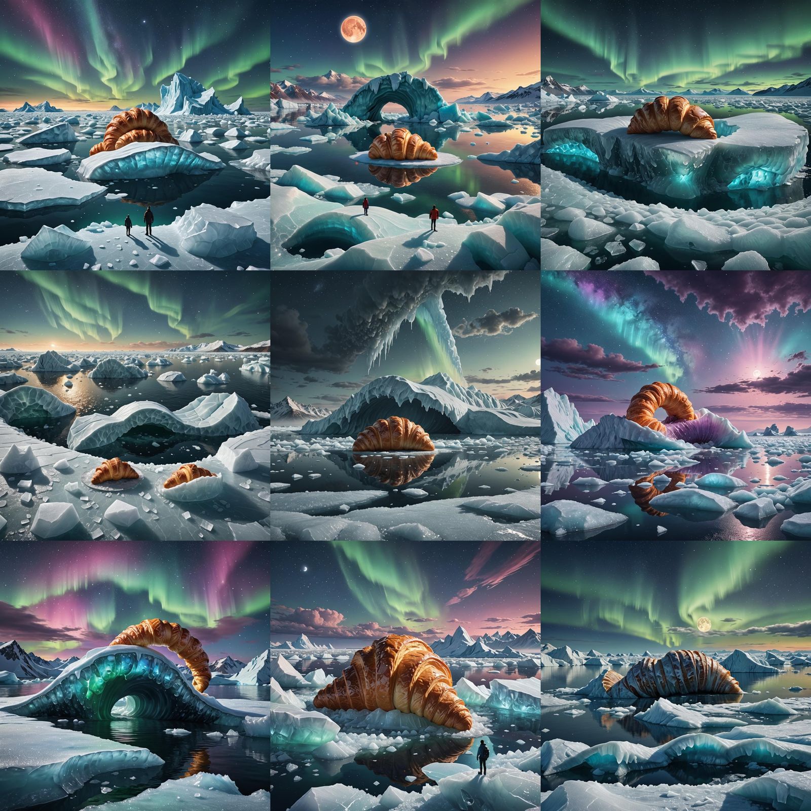 Giant Croissant Floats on Ice Shelf in Bay