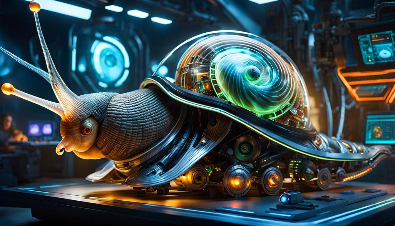 Biomechanical Snail with CT Scan Shell in Cyberpunk Repair S...