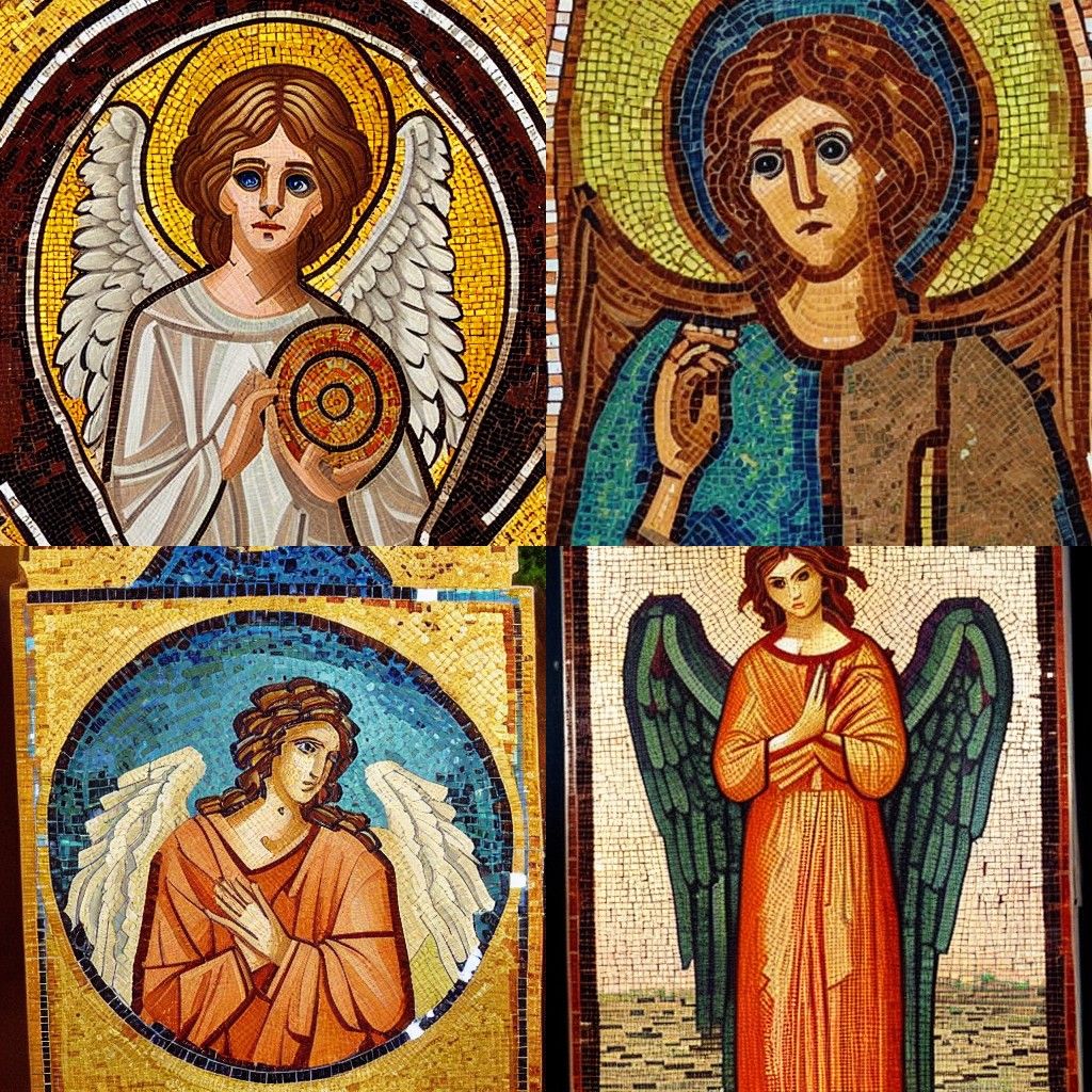 Beautiful angel byzantine mosaics