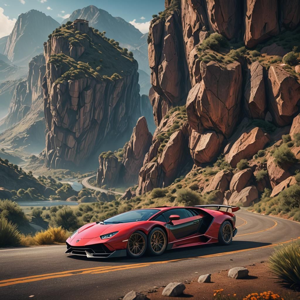 Lamborghini Countach and Bugatti Chiron Fusion