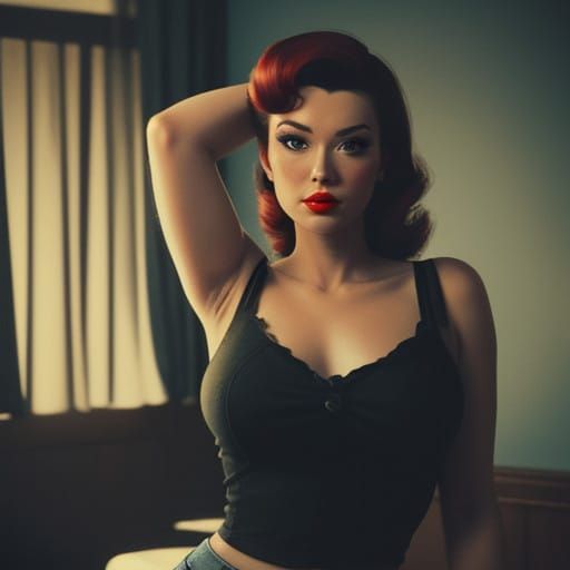 Ethereal Pin Up Goddess in Cinematic Glory