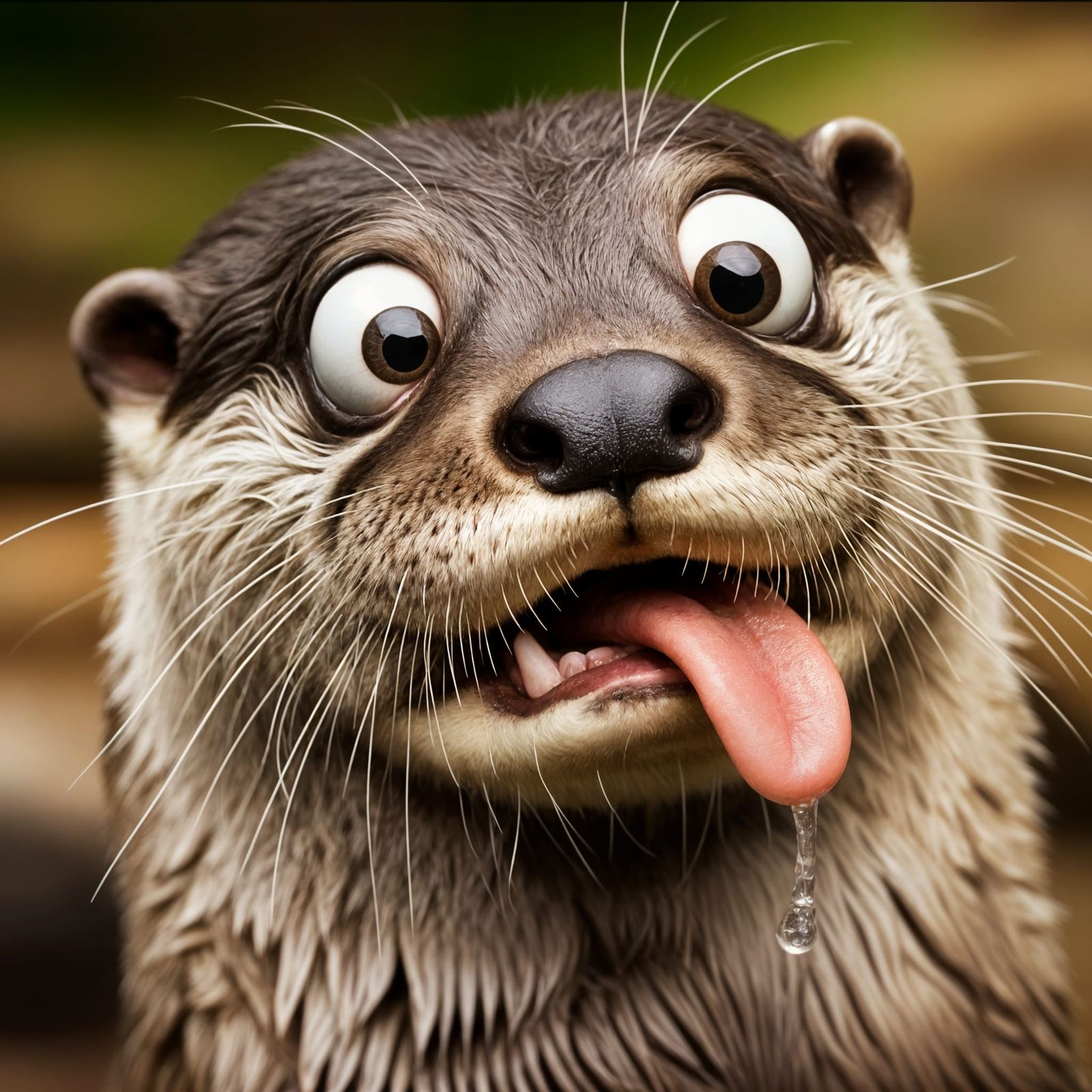 Silly Real Life Otter with Bulging Eyes