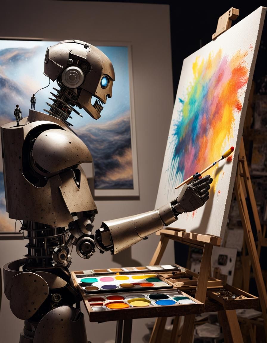 Robot Painting a Portrait in Anime Style