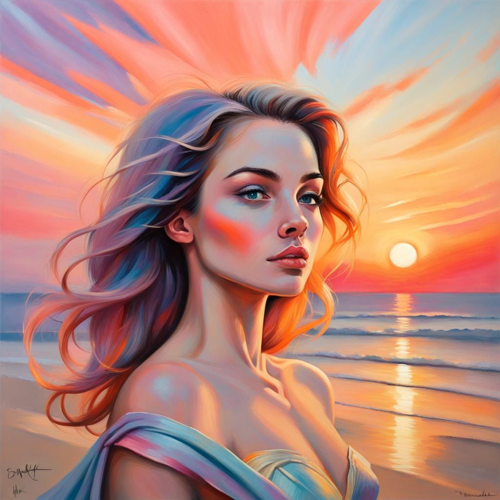 Melancholic Superhero in Impressionistic Sunset Style